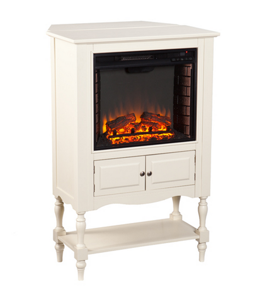 32.25" Providence Antique White Electric Fireplace Tower FE9808 FI9808