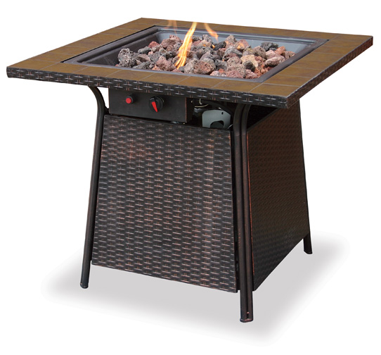 32'' Locus LP Gas Outdoor Firebowl with Tile Mantle