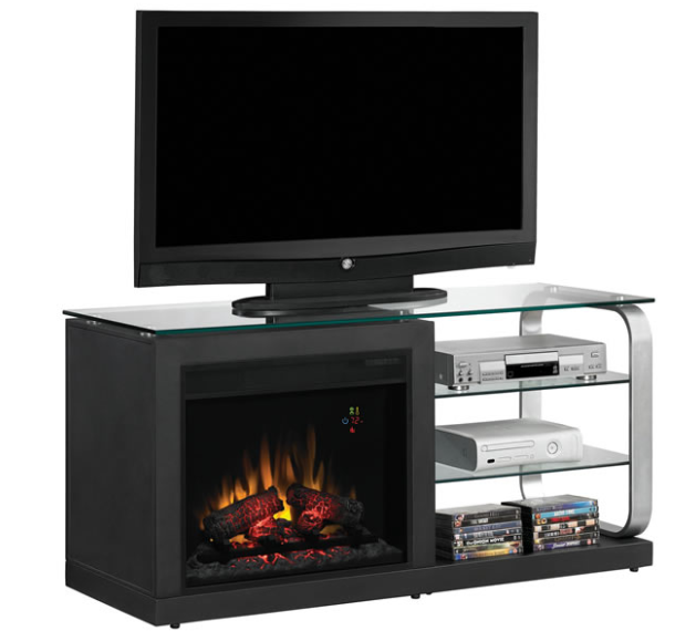 52'' Lux Black Metal Entertainment Center Electric Fireplace