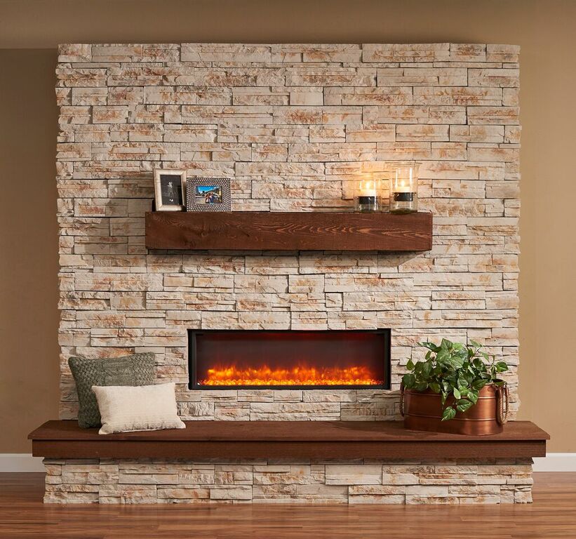 Linear Supercast Wood Mantel Shelf