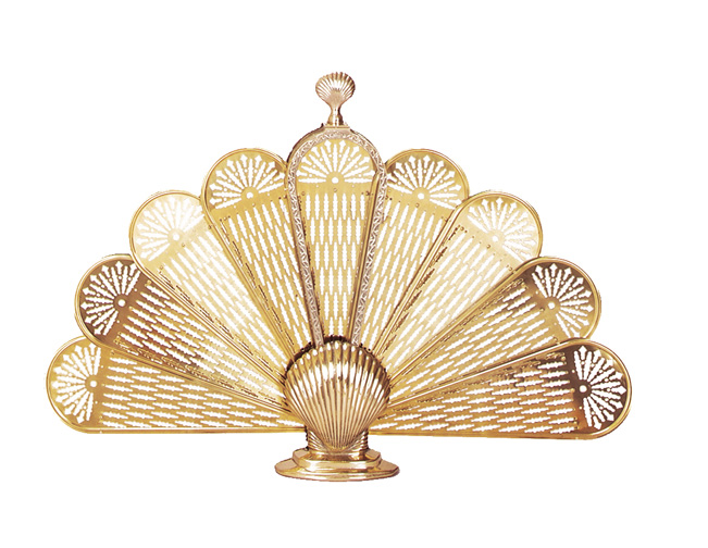 38'' Polished Brass Ornate Shell Screen
