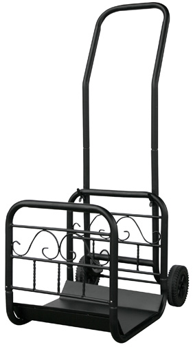 16.5'' Large Black Wrought Iron Log Rack with Wheels and Removable Cart