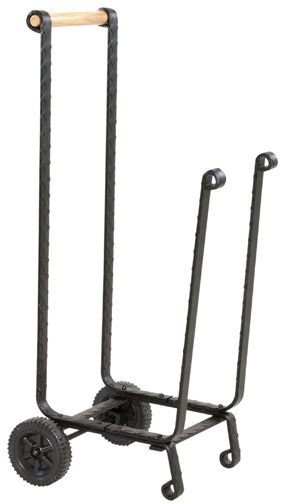 15'' Large Black Wrought Iron Log Rack with Wheels