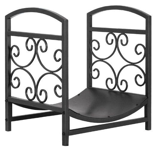 13'' Graphite Finish Log Holder with Decorative Scrollwork