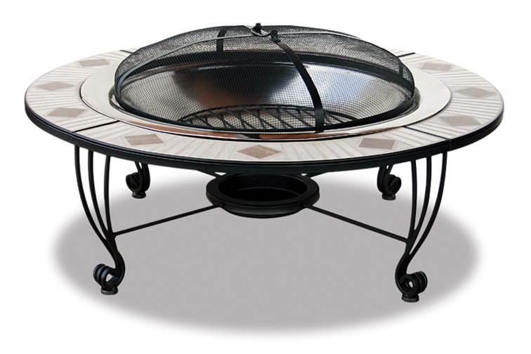 45'' Mosaic Tile / Stainless Steel Outdoor Firebowl