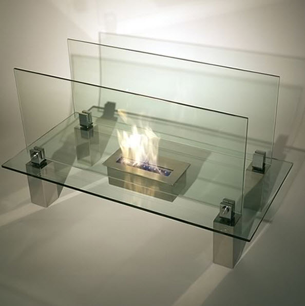 31.49" Fiero Modern Glass Floor Bio-Fireplace