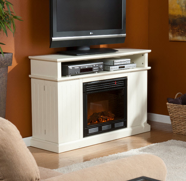 48" Kingsbury Media Ivory Electric Fireplace