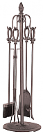 31.25'' 5 Piece Vintage Copper Fireset with Bow Loop Handles