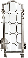 32'' 5 Piece Pewter Finish Leaded Glass Fireset