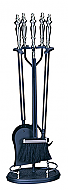 31'' 5 Piece Brushed Nickel & Black Finish Fireset with Double Rods