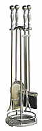 31.5'' 5 Piece Satin pewter Finish Fireset with Ball Handles