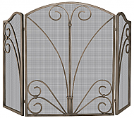 55'' 3 Fold Venetian Bronze Finish Fireplace Screen with Decorative Scrollwork