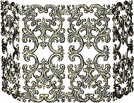 54'' 4 Fold Antique Gold Finish Cast Aluminum Fireplace Screen
