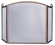 52'' 3 Fold Vintage Copper Finish Fireplace Screen with Embossed Arch Top