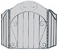 52'' 3 Panel Heavy Pewter Finish Screen with Decorative Scrolls