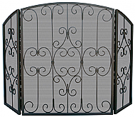 49.25'' 3 Fold Graphite Finish Screen with Decorative Scrollwork