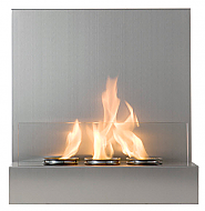 21" Satin Stainless and Glass Wall Mount Fireplace