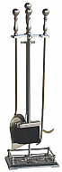 30'' 5 Piece Satin Pewter Finish Fireset with Dancing Lady base