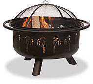 36'' Oil Rubbed Bronze Outdoor Firebowl with Palm Tree Design