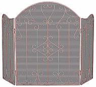 46.25'' 3 Fold Vintage Copper Finish Fireplace Screen with Ornate Design