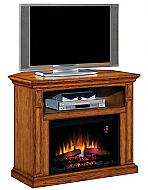 40'' Fairmont Wall and Corner Entertainment Center Antique Oak Electric Fireplace