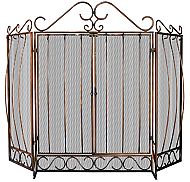 56'' 3 Fold Venetian Bronze Finish Fireplace Screen with Bowed Bar Scrollwork