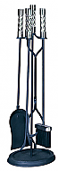 31'' 5 Piece Brushed Nickel & Black Finish Fireset with Cylinder Twist Handles