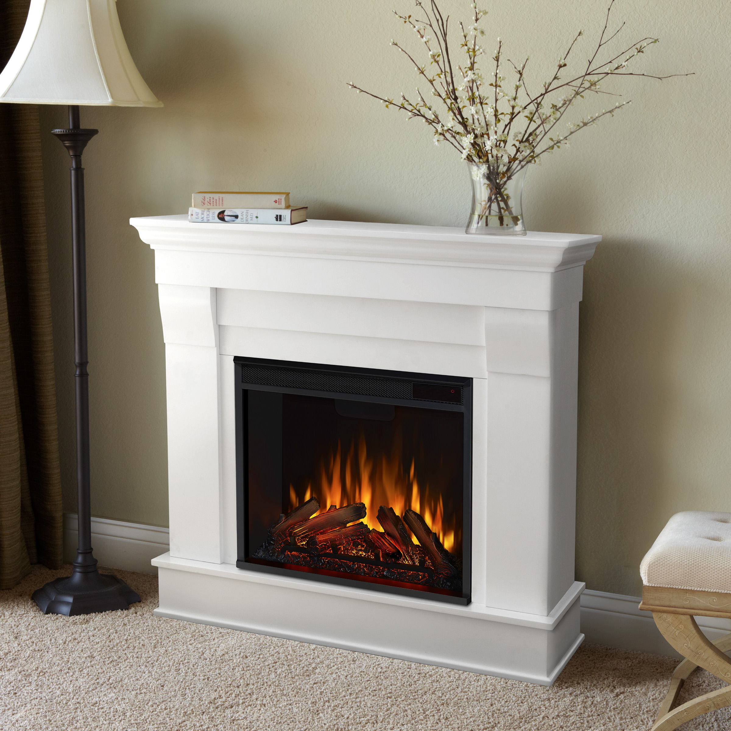 40 94 Cau White Electric Fireplace, White Tabletop Electric Fireplace
