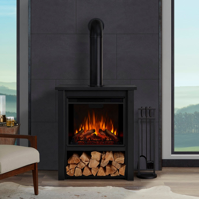32 Hollis Real Flame Black Electric, Small Corner Electric Fireplace Heater