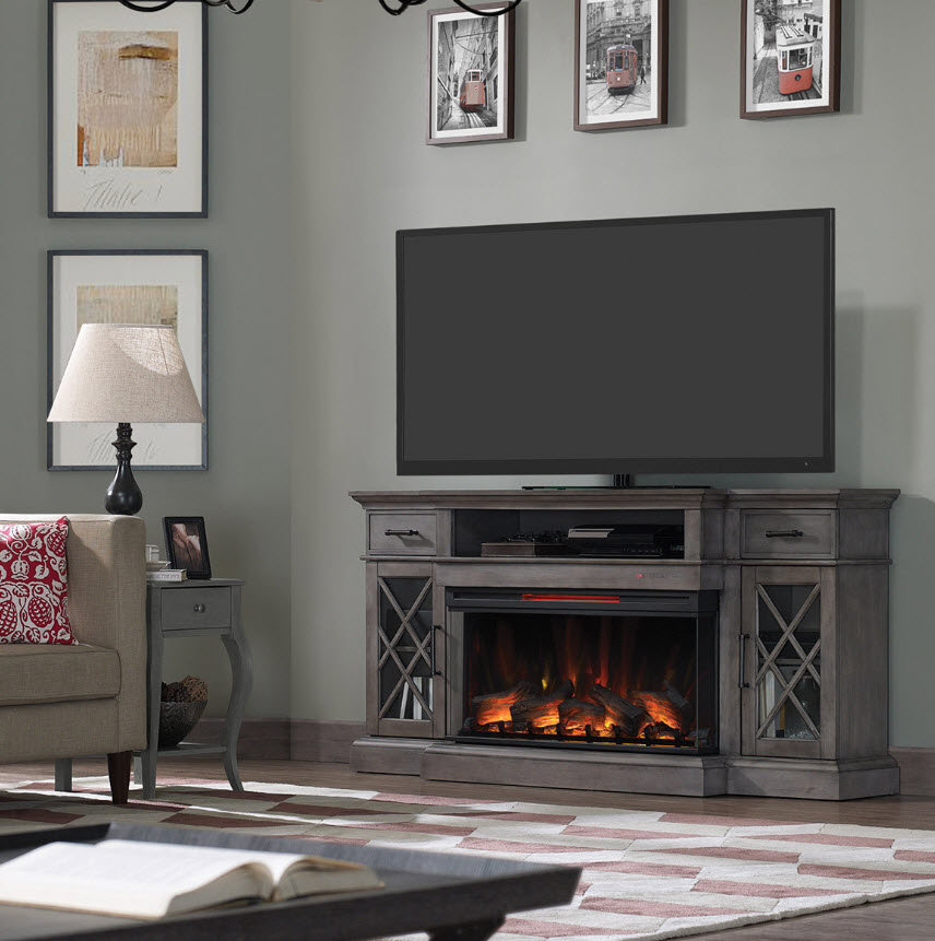 70 Hamilton Weathered Gray Tv Stand, Electric Fireplaces Hamilton On