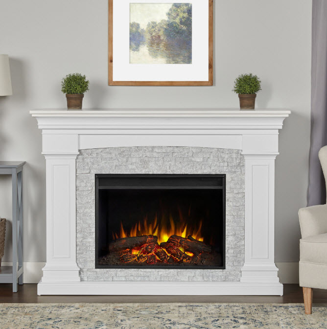 Real Flame Deland Grand Electric Fireplace, Do Electric Fireplaces Have A Real Flame