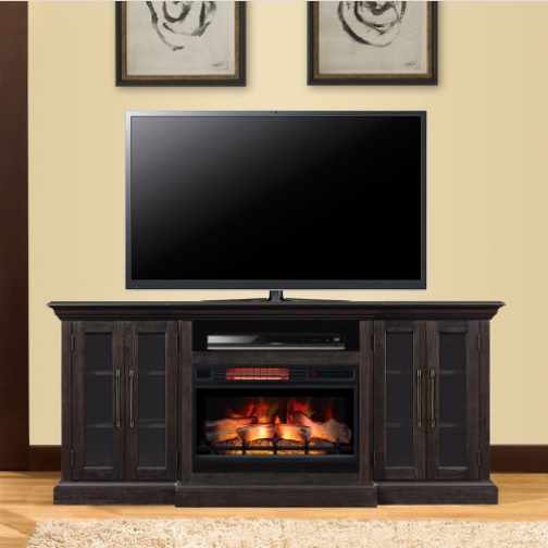 72" Grand Mahogany Infrared Media Electric Fireplace