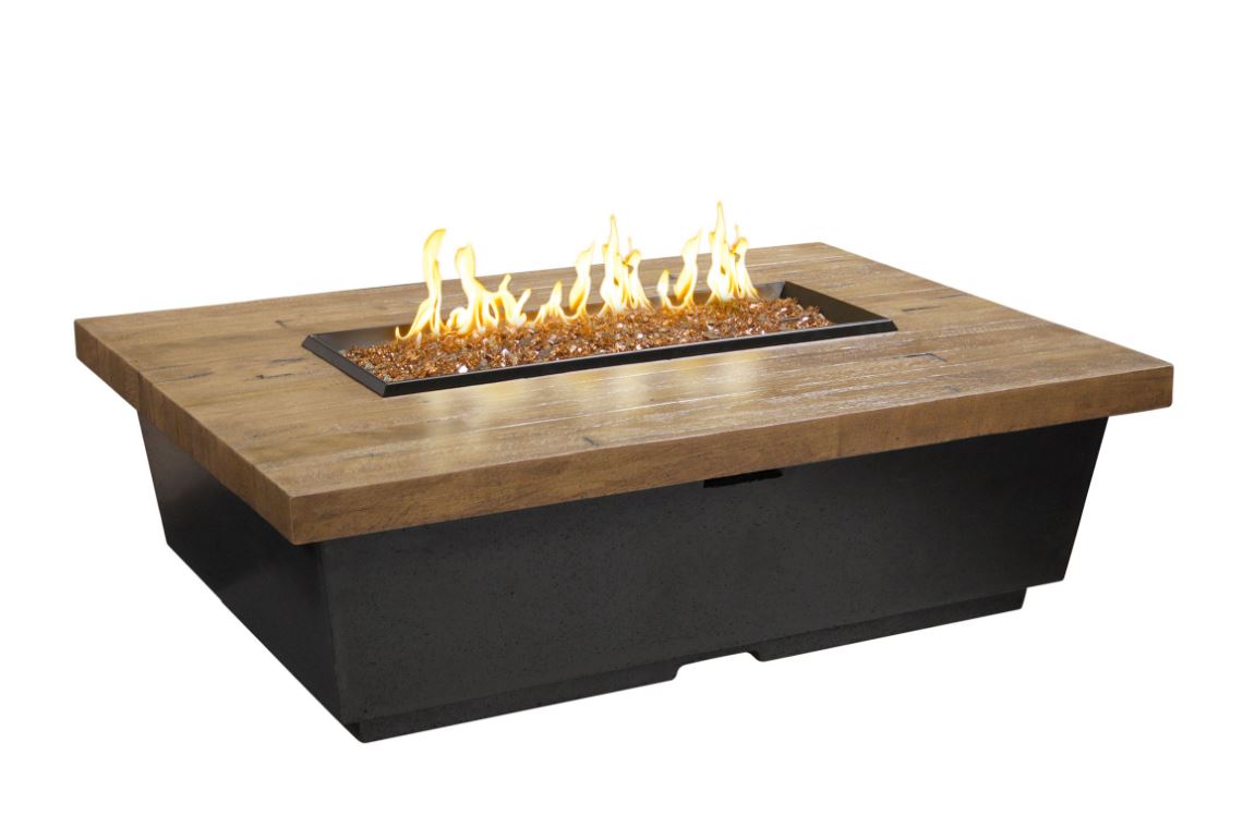 54" Reclaimed Contempo Wood Rectangle Firetable  