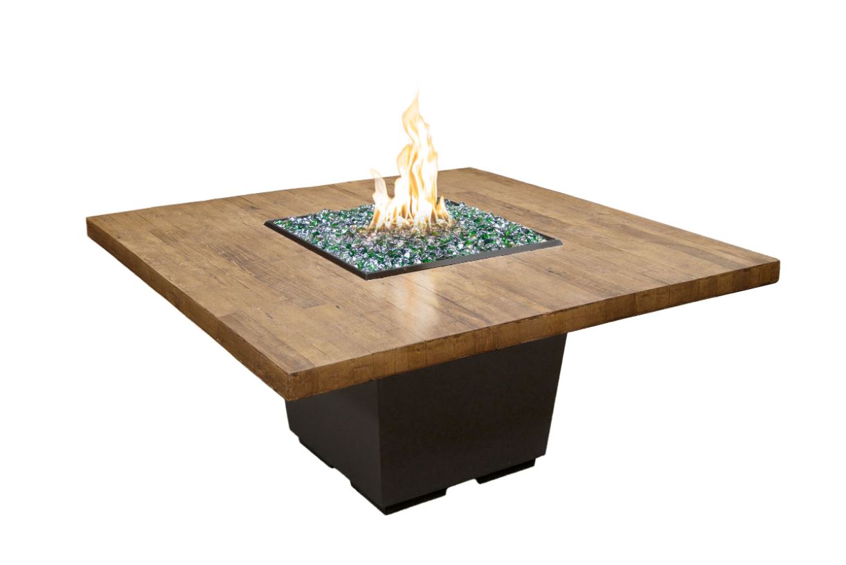 60" Reclaimed Wood Cosmopolitan Square Dining Firetable  