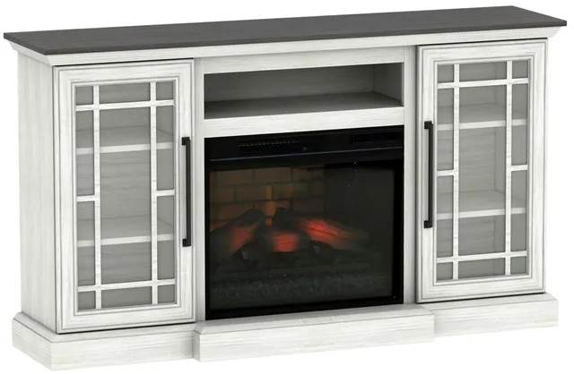 60" White CoolGlow Media Electric Fireplace 
