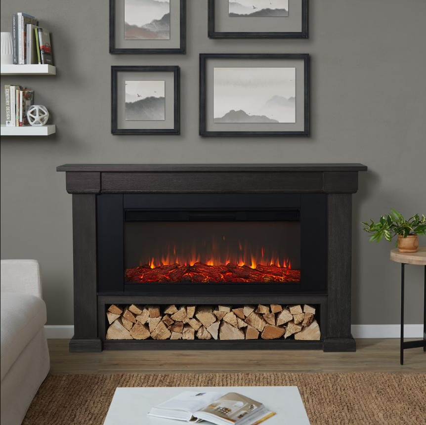 66" Bristow Weathered Wood Electric Fireplace  66" Bristow Weathered Wood Electric Fireplace