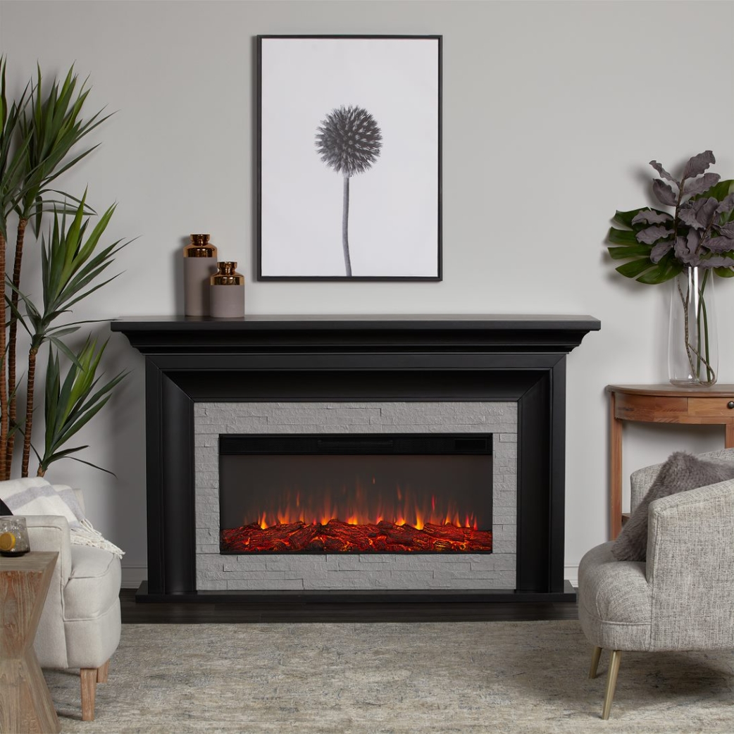 69" Sonia Black Landscape Electric Fireplace