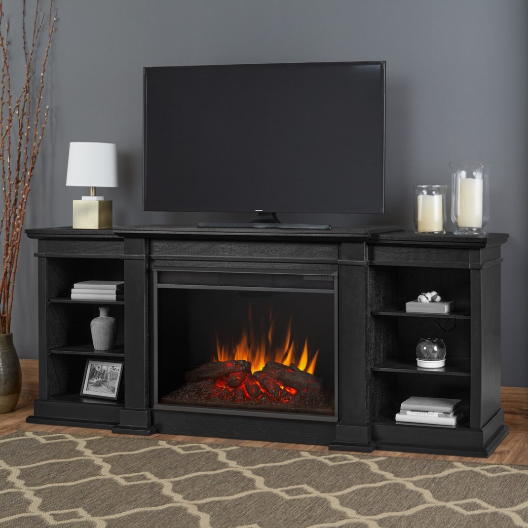 81" Eliot Grand Black Entertainment Unit With Electric Fireplace