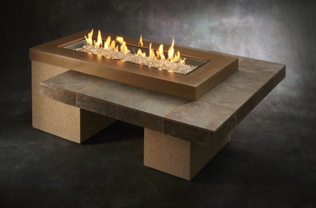 59" Brown Uptown Linear Gas Fire Pit Table