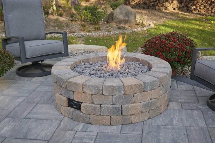 Bronson Block Round DIY Gas Fire Pit Kit