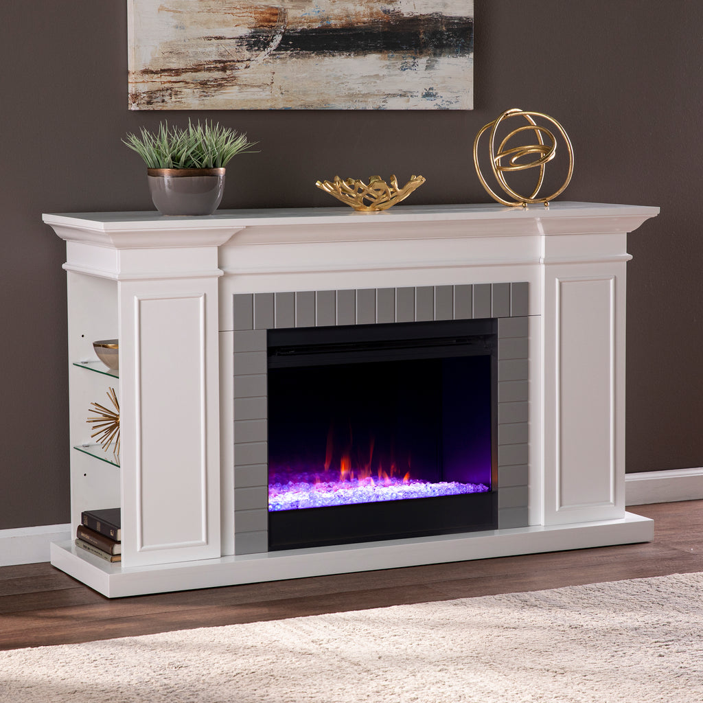 54.75" Rylana Bookcase Color Changing Fireplace