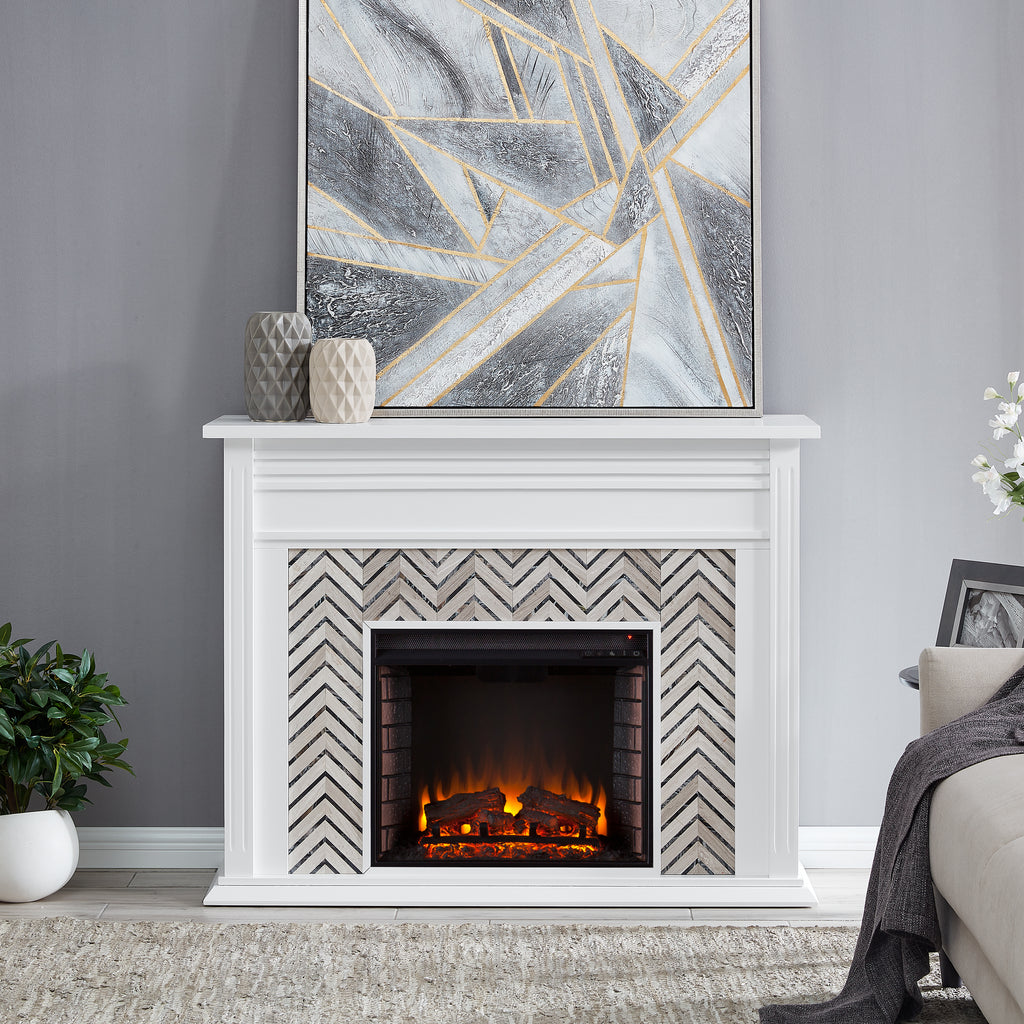 50" Hebbington Tiled Marble Fireplace