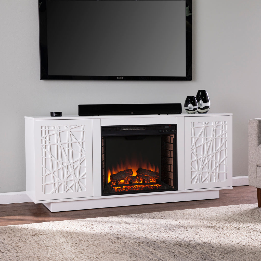 60” Delgrave Electric Media Fireplace w/ Storage