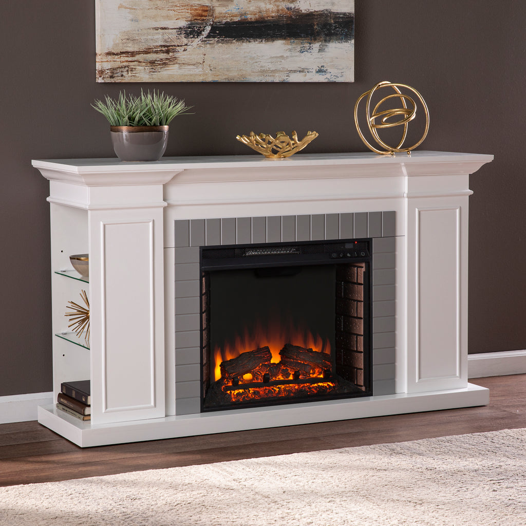 54.75" Rylana Bookcase Electric Fireplace
