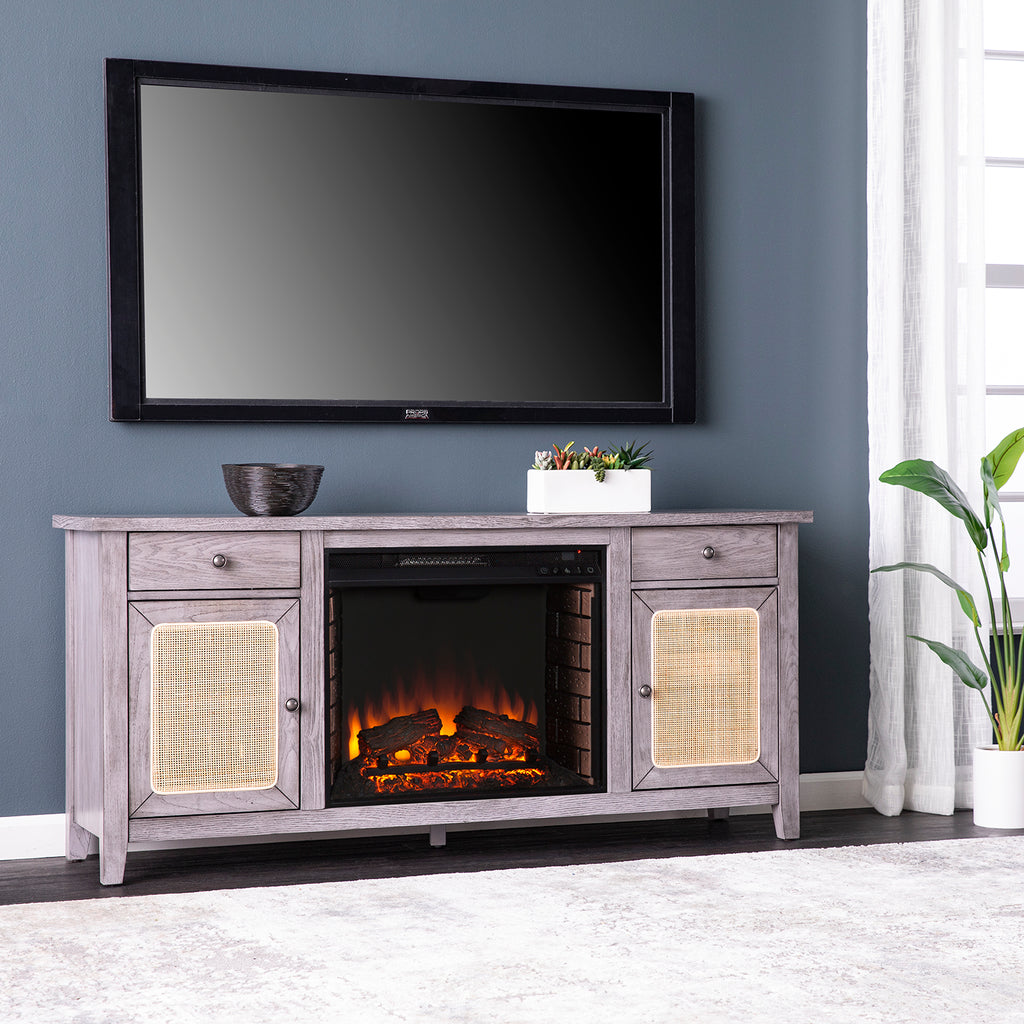 58” Edderton Electric Fireplace w/ Media Storage