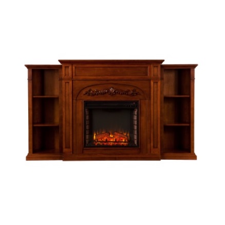 72.5" Chantilly Bookcase Electric Fireplace - Autumn Oak