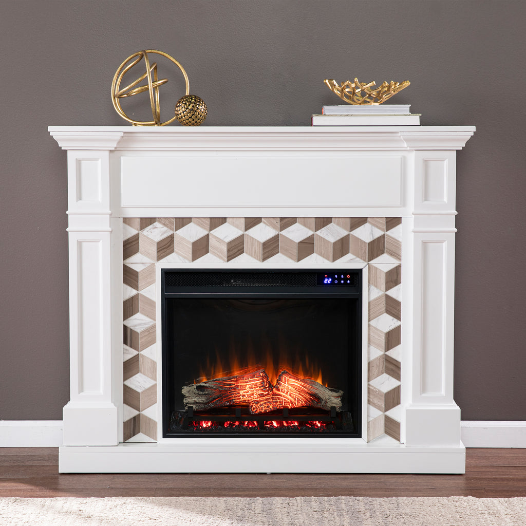 48” Darvingmore Touch Screen Electric Fireplace w/ Marble Surround