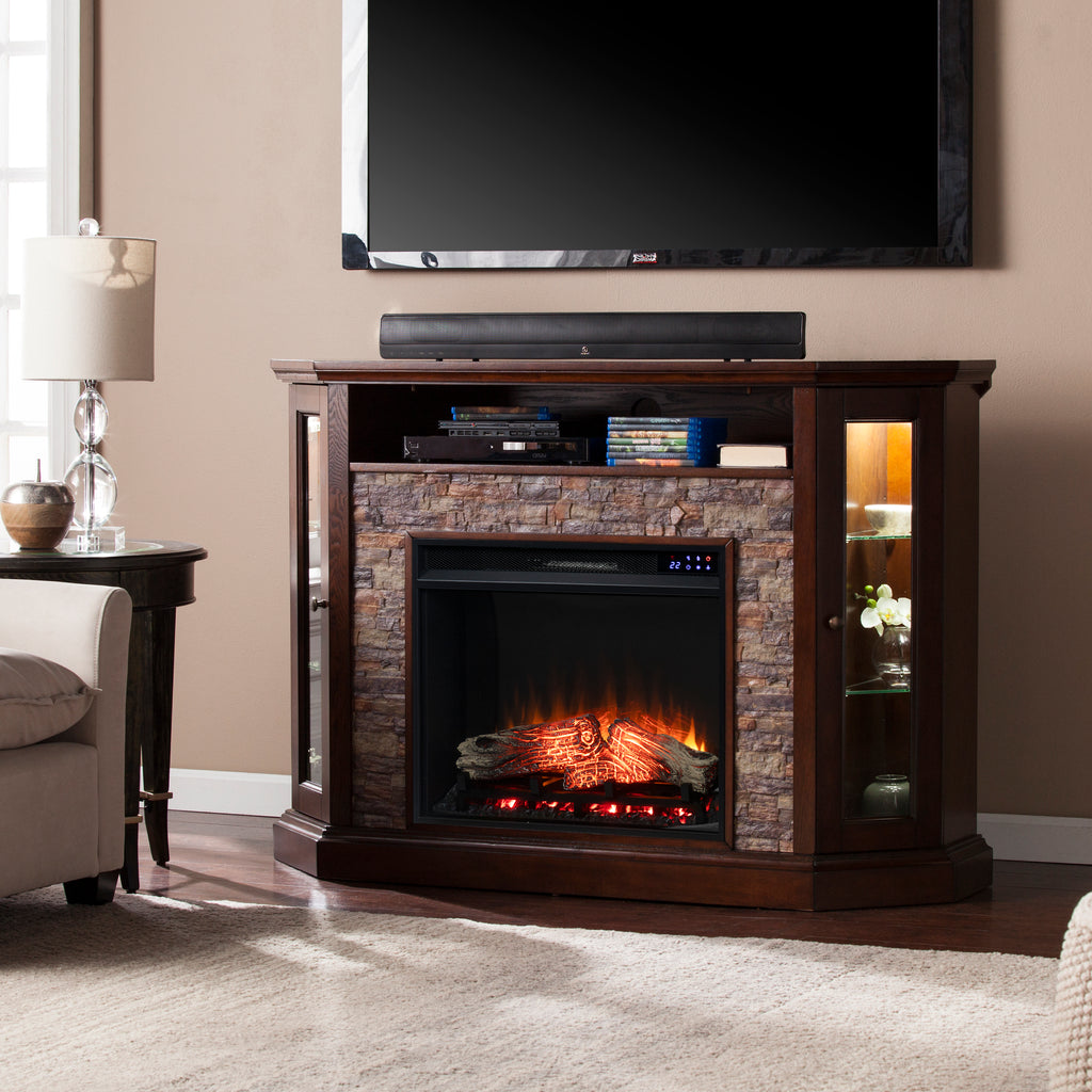52.25" Redden Corner Convertible Touch Screen Electric Fireplace w/ Storage – Espresso