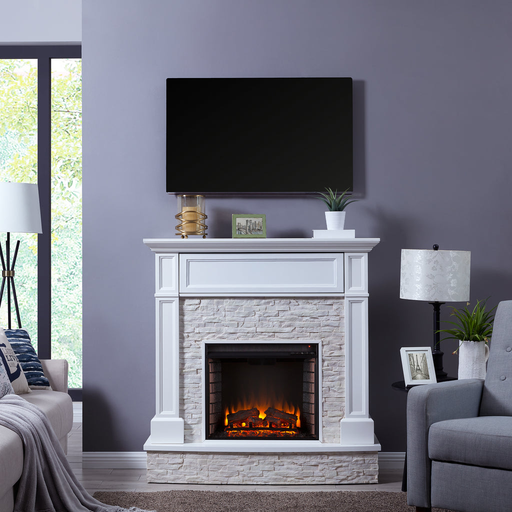 48" Jacksdale Faux Stone Media Fireplace