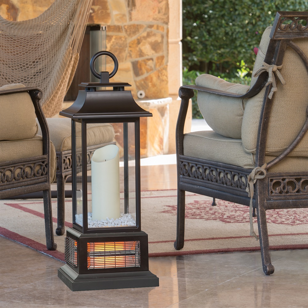 30" Portable LED Electric Flameless Candle Lantern with Quartz Radiant